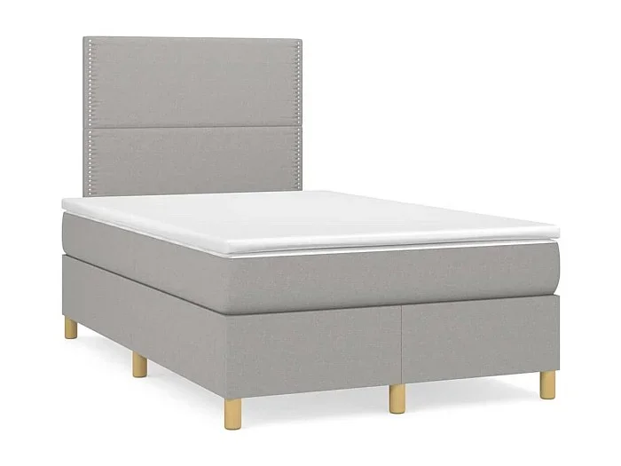 Cama box spring con colchón tela gris claro 120×190 cm