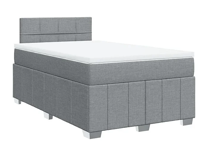 Cama box spring con colchón tela gris claro 120×190 cm