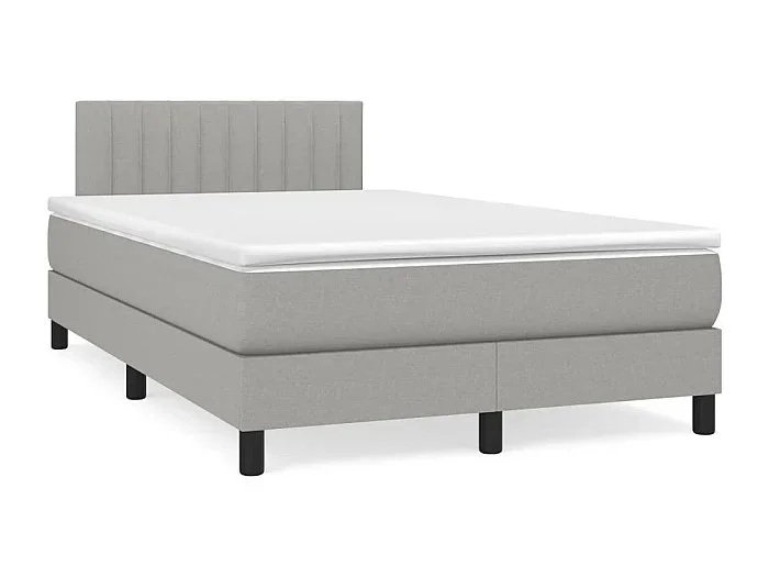 Cama box spring con colchón tela gris claro 120×190 cm