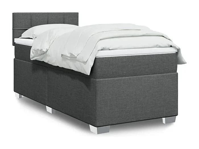 Cama box spring con colchón tela gris oscuro 80×200 cm