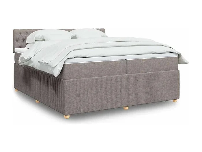 Cama box spring con colchón tela gris taupe 200×200 cm