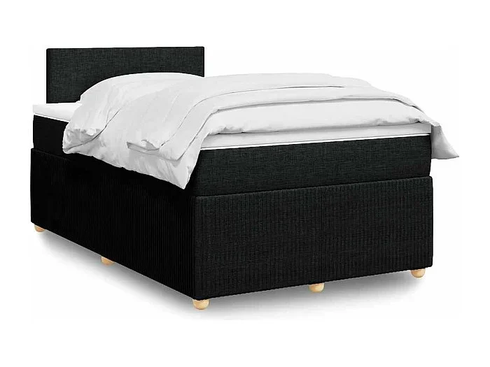 Cama box spring con colchón tela negro 120×200 cm