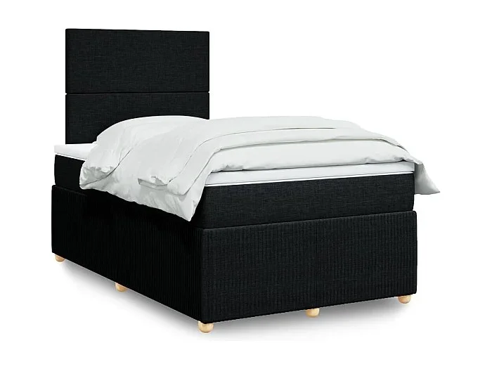 Cama box spring con colchón tela negro 120×200 cm