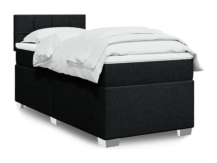 Cama box spring con colchón tela negro 80×200 cm