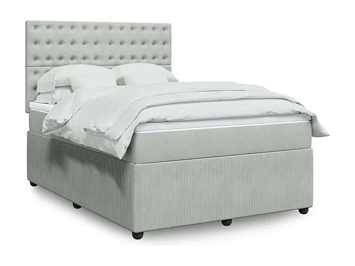 Cama box spring con colchón terciopelo gris claro 140×200 cm