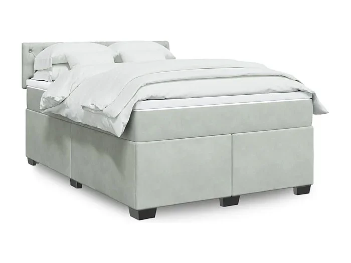 Cama box spring con colchón terciopelo gris claro 160×200 cm