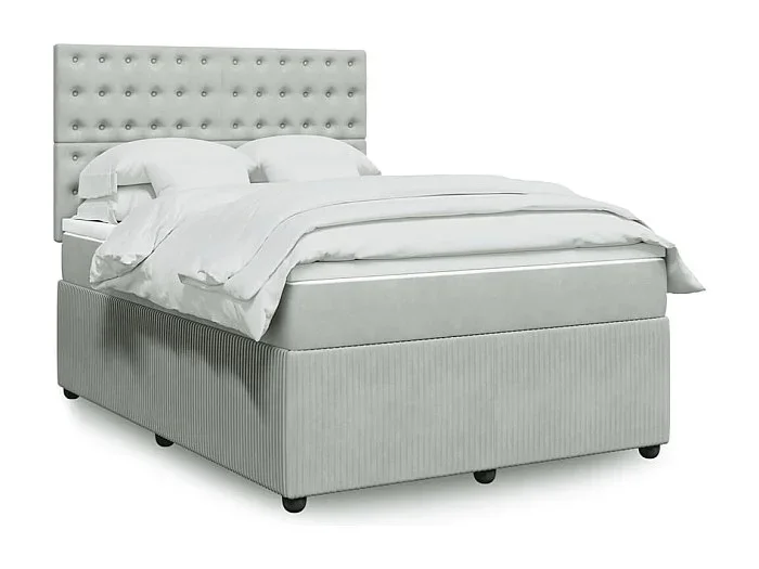 Cama box spring con colchón terciopelo gris claro 160×200 cm
