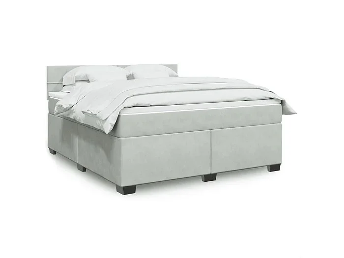 Cama box spring con colchón terciopelo gris claro 180×200 cm