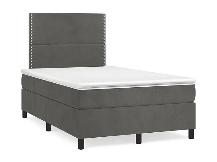 Cama box spring con colchón terciopelo gris oscuro 120×190 cm