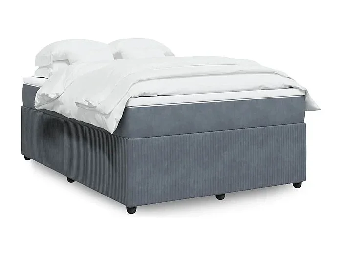 Cama box spring con colchón terciopelo gris oscuro 140×200 cm