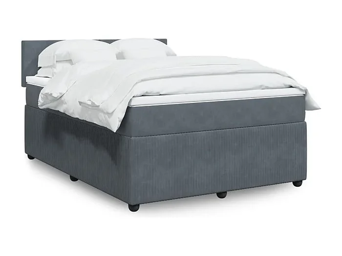 Cama box spring con colchón terciopelo gris oscuro 160×200 cm