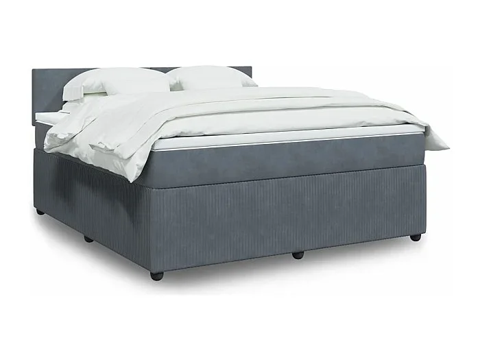 Cama box spring con colchón terciopelo gris oscuro 180×200 cm