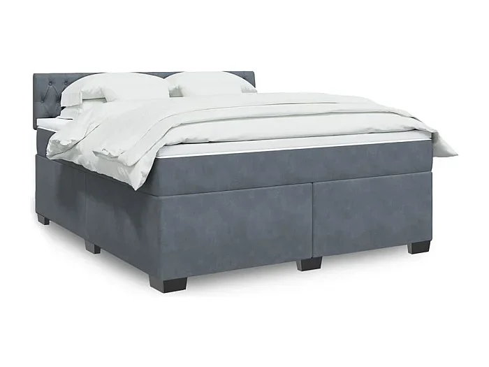 Cama box spring con colchón terciopelo gris oscuro 180×200 cm