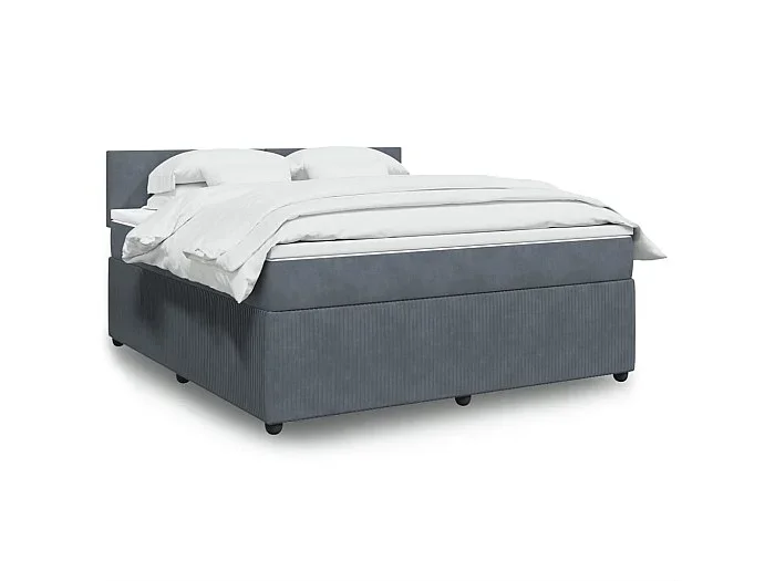 Cama box spring con colchón terciopelo gris oscuro 180×200 cm