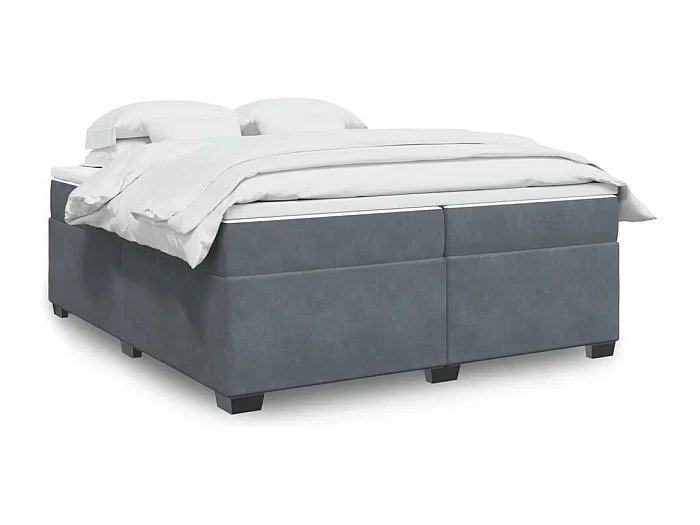 Cama box spring con colchón terciopelo gris oscuro 200×200 cm