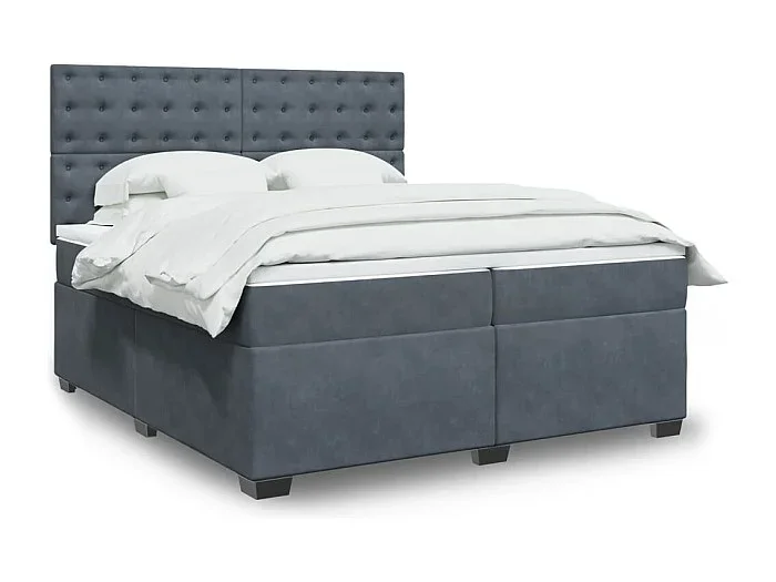 Cama box spring con colchón terciopelo gris oscuro 200×200 cm