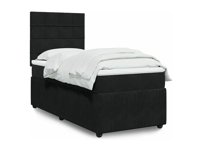 Cama box spring con colchón terciopelo negro 80×200 cm