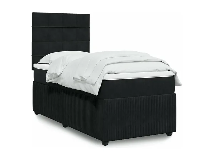 Cama box spring con colchón terciopelo negro 80×200 cm