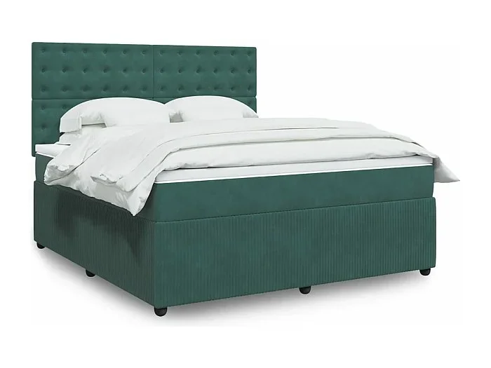 Cama box spring con colchón terciopelo verde oscuro 180×200 cm