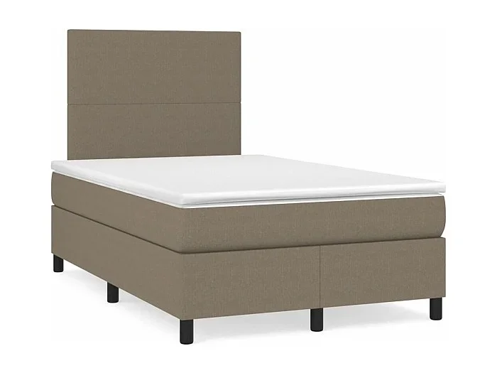 Cama box spring con colchón y LED tela gris taupe 120×190 cm