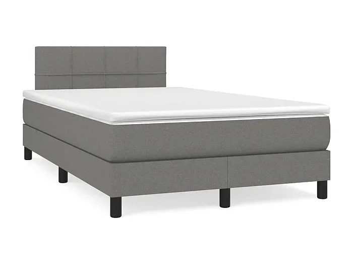 Cama box spring con colchón y LED tela marrón oscuro 120×190 cm