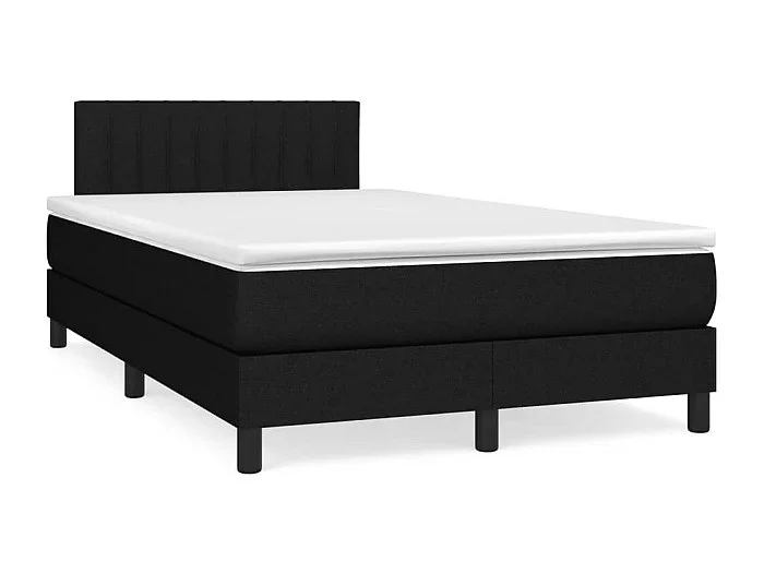 Cama box spring con colchón y luces LED tela negro 120×190 cm