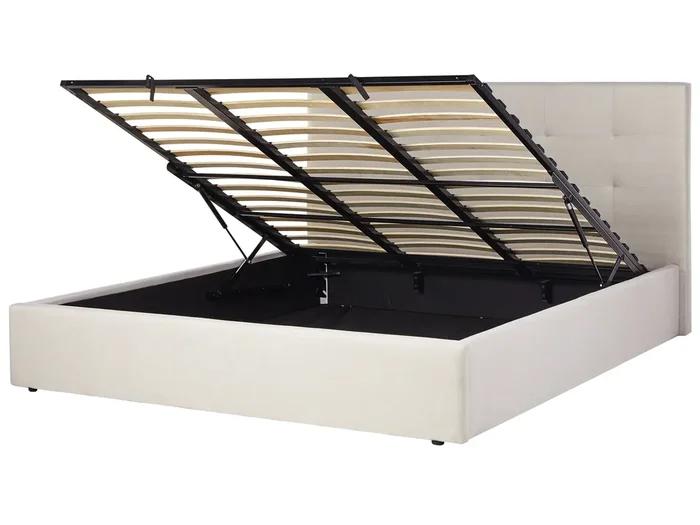 Cama con almacenaje Tela LORIENT 180 x 200 cm Beige