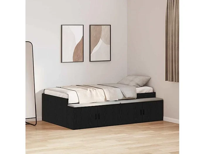 Cama con almacenamiento Roble negro 80 x 200 cm