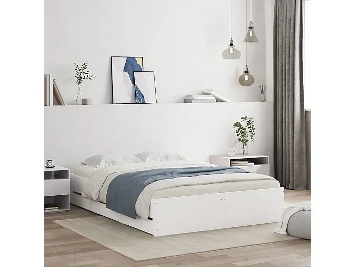 Cama con cajones madera de ingeniería blanco 120×200 cm