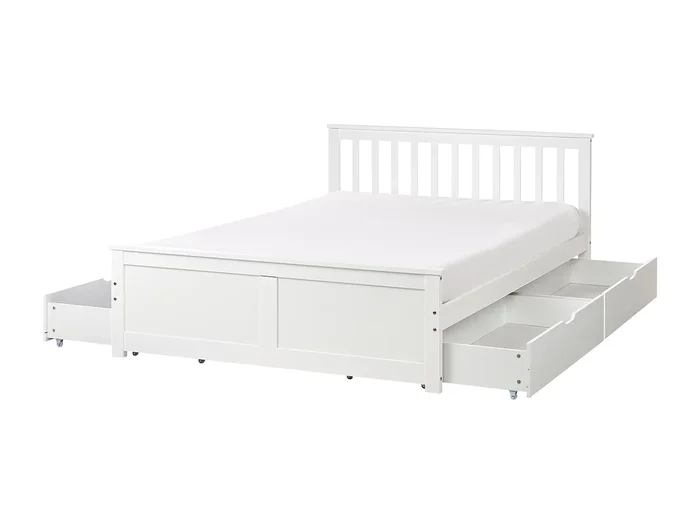 Cama con cajones Madera de pino OLENDON 140 x 200 cm Blanco