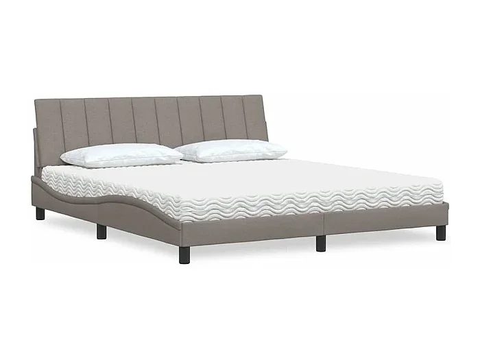 Cama con colchón de tela gris taupe 180×200 cm