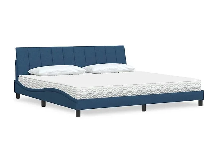 Cama con colchón tela azul 200×200 cm