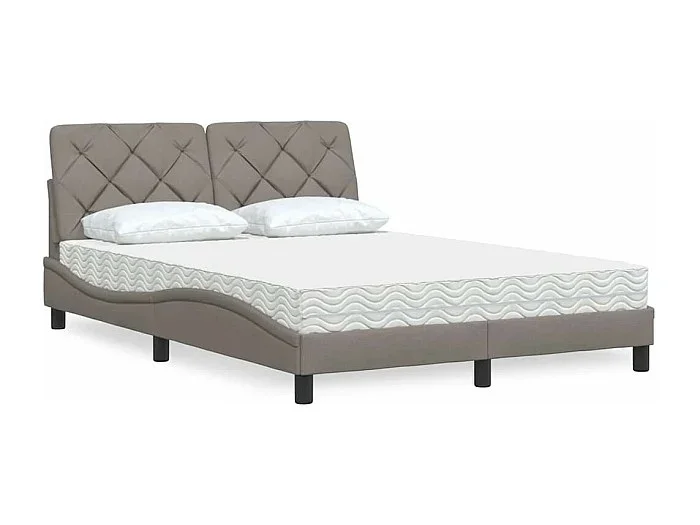 Cama con colchón tela gris taupe 120×200 cm