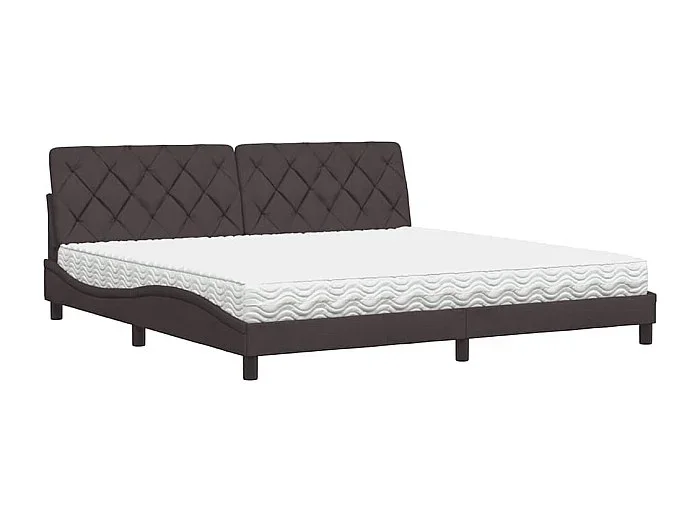 Cama con colchón tela marrón oscuro 200×200 cm