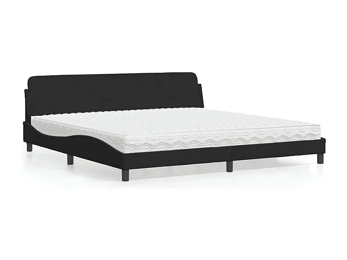 Cama con colchón terciopelo negro 200×200 cm