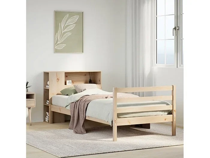 Cama con estantería sin colchón madera maciza de pino 100x200cm