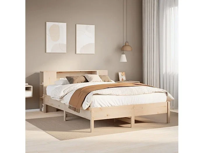 Cama con estantería sin colchón madera maciza de pino 120x190cm