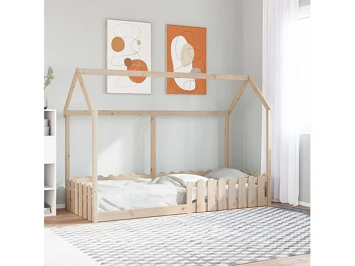 Cama con forma de casa de niños madera maciza de pino 80×200 cm