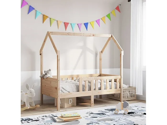 Cama con forma de casa para niños madera maciza pino 80×160 cm