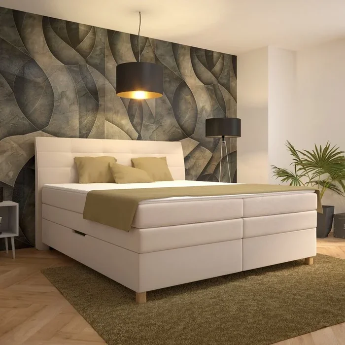 Cama con somier y colchón BEA 160×200 cm beige
