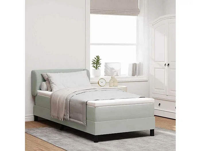 Cama con Somier y Colchón Gris Oscuro 80×200 cm Terciopelo