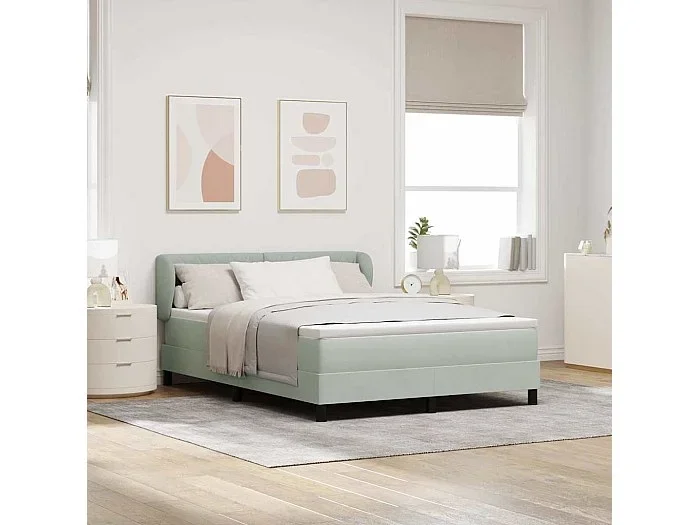 Cama con Somier y Colchón Gris Oscuro 80×200 cm Terciopelo