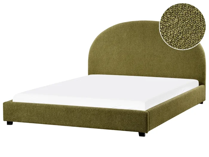 Cama de agua Bouclé VAUCLUSE 160 x 200 cm Verde oliva