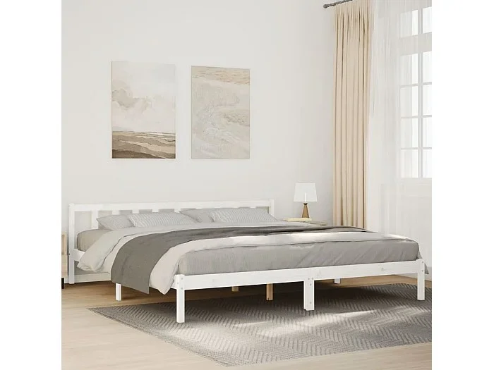 Cama extralarga sin colchón madera maciza pino blanca 200x220cm