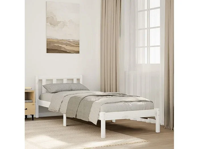 Cama extralarga sin colchón madera maciza pino blanca 90×220 cm