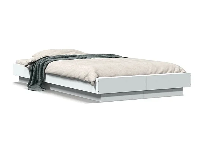 Cama individual- 100×200 cm con LED madera ingeniería blanco ES250823