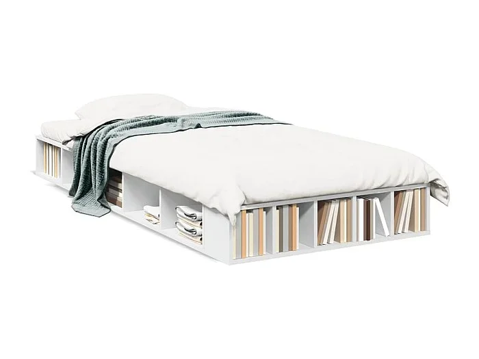 Cama individual- 75×190 cm madera de ingeniería blanca ES185731