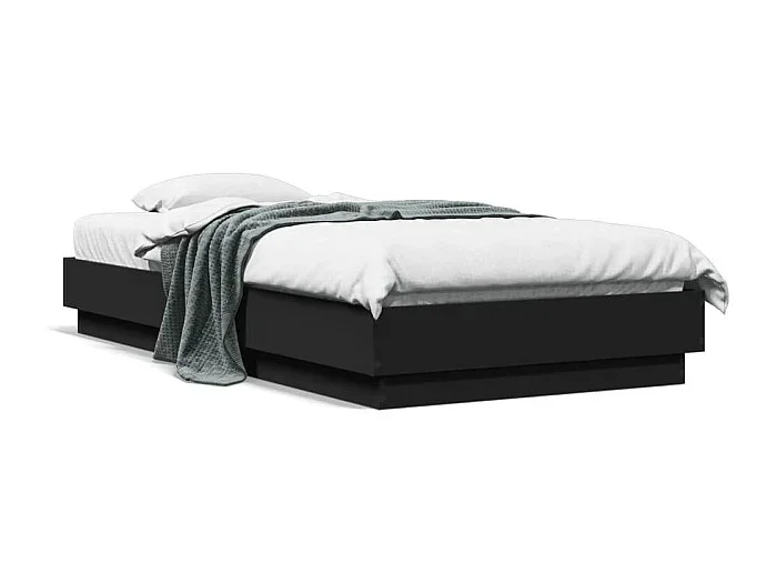 Cama individual- 75×190 cm madera de ingeniería negra ES333856