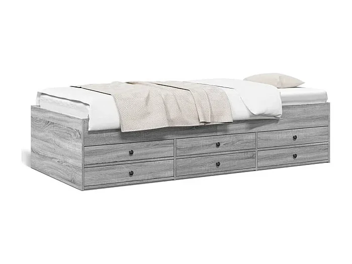 Cama individual – 90×190 cm con cajones madera ingeniería gris Sonoma ES576375