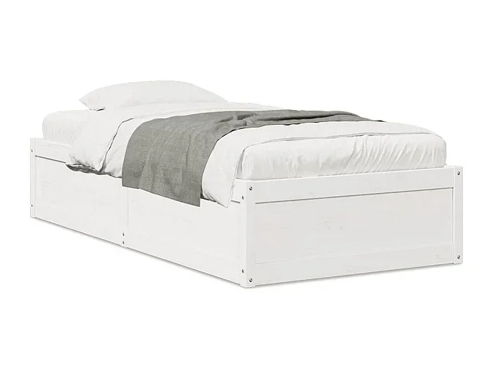 Cama individual- 90×190 cm sin colchón madera maciza blanca ES128917